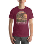 Carnotaurus T-shirt in Maroon — Deep Time Atlas Plate 014, PaleoThreads