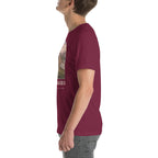 Amargasaurus T-shirt in Maroon, left view — Deep Time Atlas Plate 053, PaleoThreads