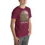 Amargasaurus T-shirt in Maroon, right front view — Deep Time Atlas Plate 053, PaleoThreads