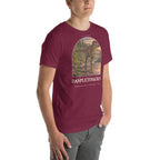 Daspletosaurus T-shirt in Maroon, right front view — Deep Time Atlas Plate 023, PaleoThreads