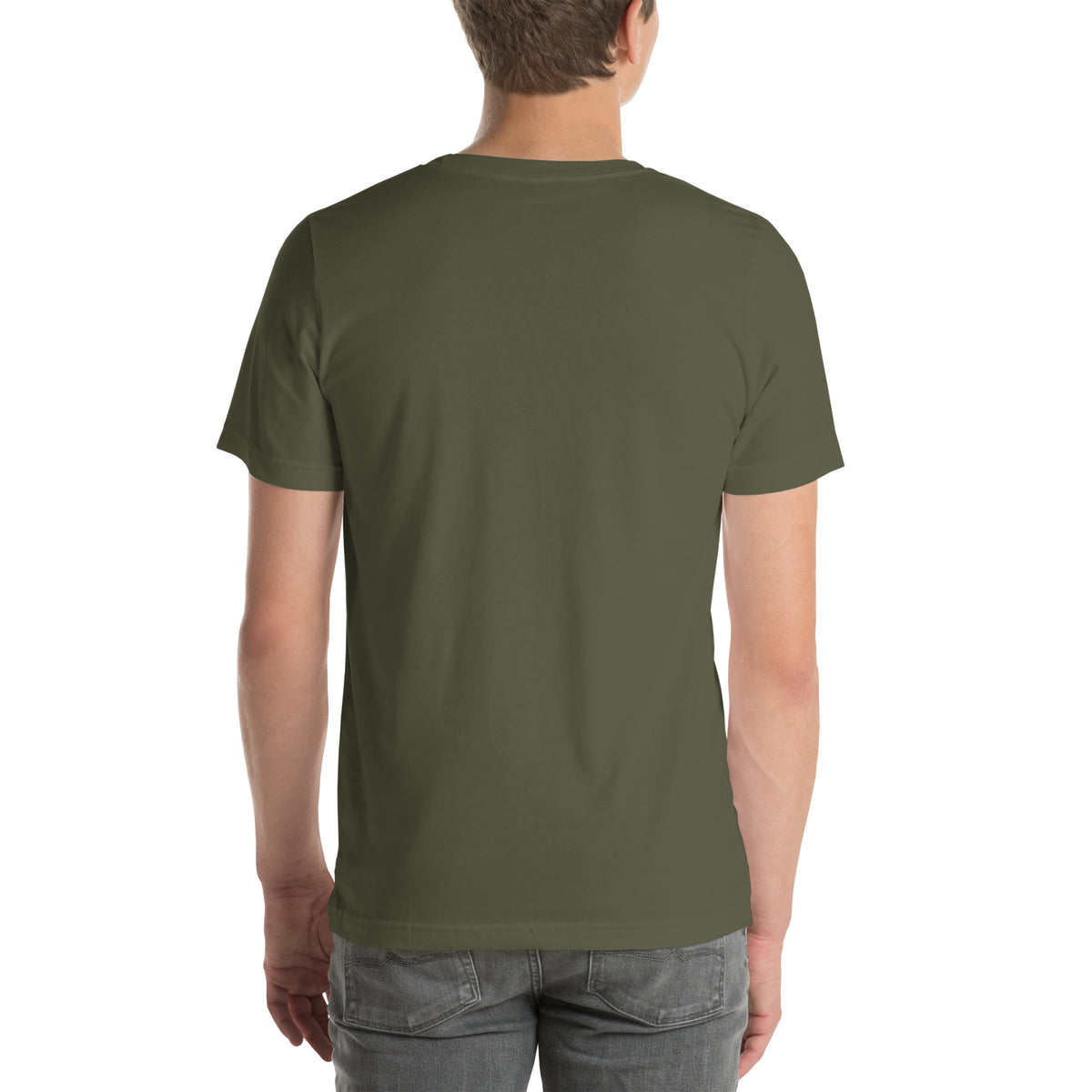 American mastodon T-shirt in Military Green, back view — Deep Time Atlas Plate 168, PaleoThreads