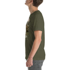 Eryops T-shirt in Military Green, left view — Deep Time Atlas Plate 146, PaleoThreads