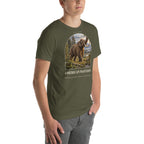 American mastodon T-shirt in Military Green, right front view — Deep Time Atlas Plate 168, PaleoThreads