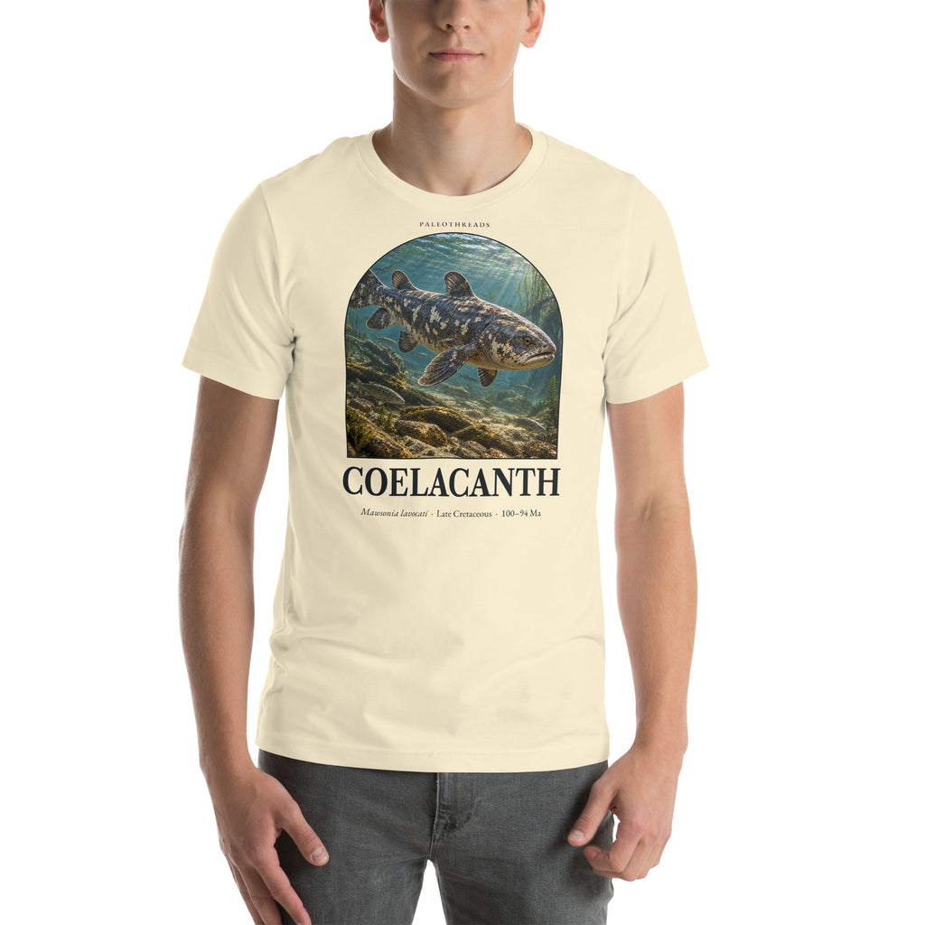 Coelacanth T-shirt in Natural — Deep Time Atlas Plate 156, PaleoThreads