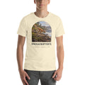 Sinosauropteryx T-shirt in Natural — Deep Time Atlas Plate 027, PaleoThreads