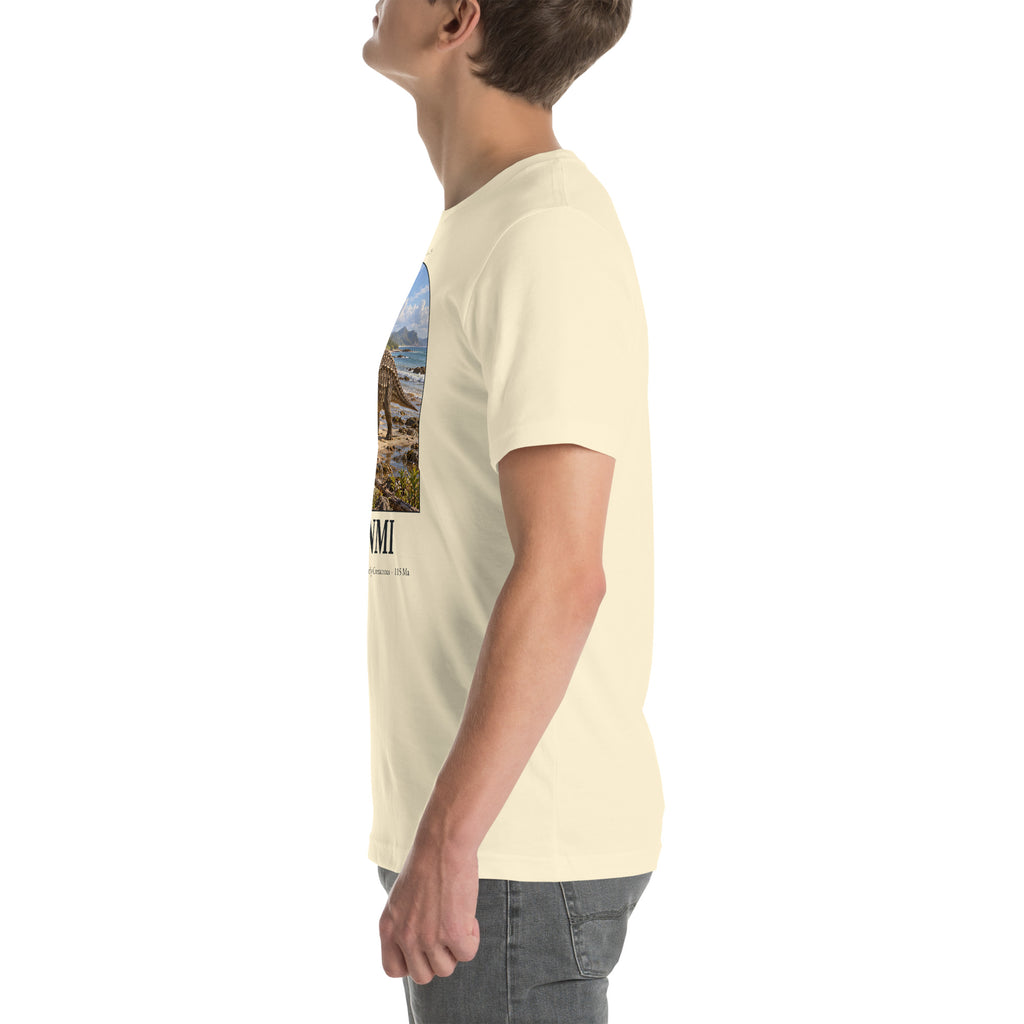 Minmi T-shirt in Natural, left view — Deep Time Atlas Plate 093, PaleoThreads
