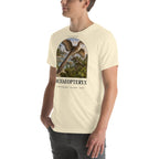 Archaeopteryx T-shirt in Natural, left front view — Deep Time Atlas Plate 042, PaleoThreads