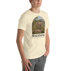 Maiasaura T-shirt in Natural, right front view — Deep Time Atlas Plate 074, PaleoThreads