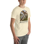 Archaeopteryx T-shirt in Natural, right front view — Deep Time Atlas Plate 042, PaleoThreads