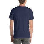 Brachiosaurus T-shirt in Navy, back view — Deep Time Atlas Plate 010, PaleoThreads