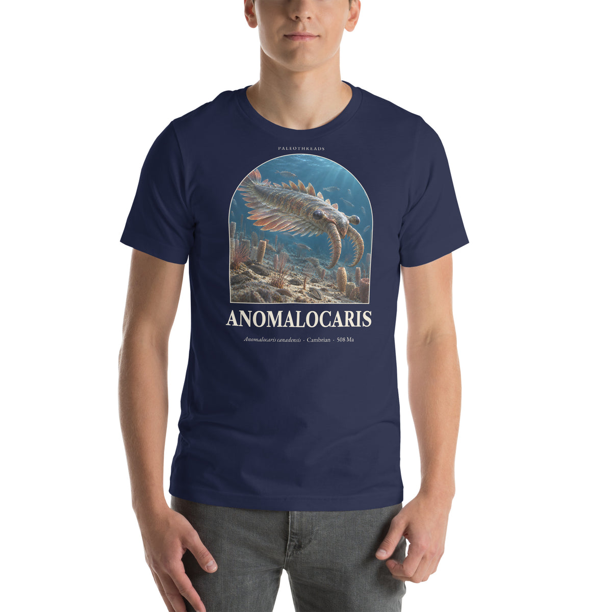 Anomalocaris T-shirt in Navy — Deep Time Atlas Plate 138, PaleoThreads