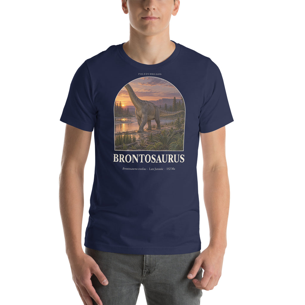 Brontosaurus T-shirt in Navy — Deep Time Atlas Plate 047, PaleoThreads