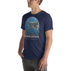 Leedsichthys T-shirt in Navy, left front view — Deep Time Atlas Plate 153, PaleoThreads