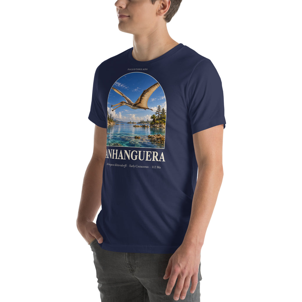 Anhanguera T-shirt in Navy, left front view — Deep Time Atlas Plate 104, PaleoThreads