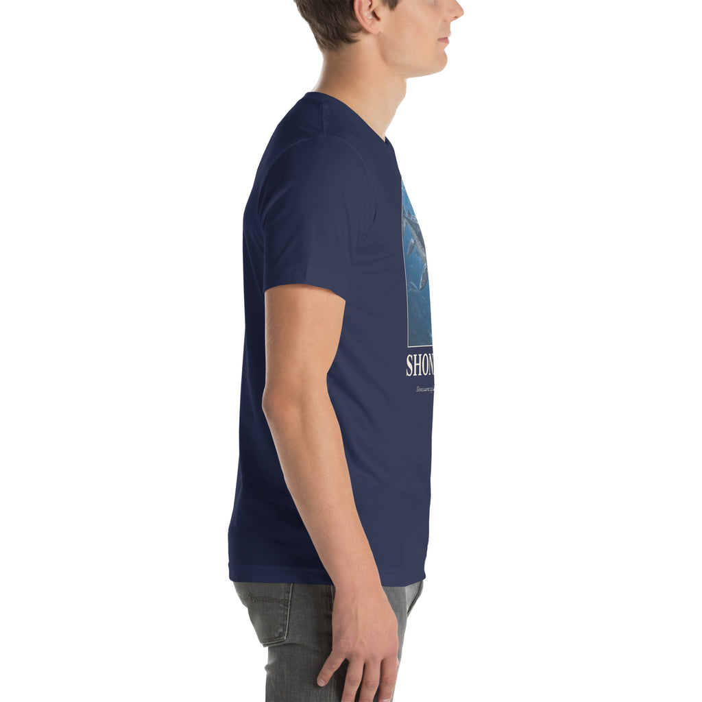 Shonisaurus T-shirt in Navy, right view — Deep Time Atlas Plate 111, PaleoThreads