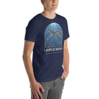 Liopleurodon T-shirt in Navy, right front view — Deep Time Atlas Plate 109, PaleoThreads
