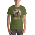 Irish elk T-shirt in Olive — Deep Time Atlas Plate 162, PaleoThreads