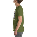 Mamenchisaurus T-shirt in Olive, left view — Deep Time Atlas Plate 052, PaleoThreads