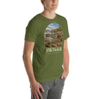Tiktaalik T-shirt in Olive, right front view — Deep Time Atlas Plate 144, PaleoThreads