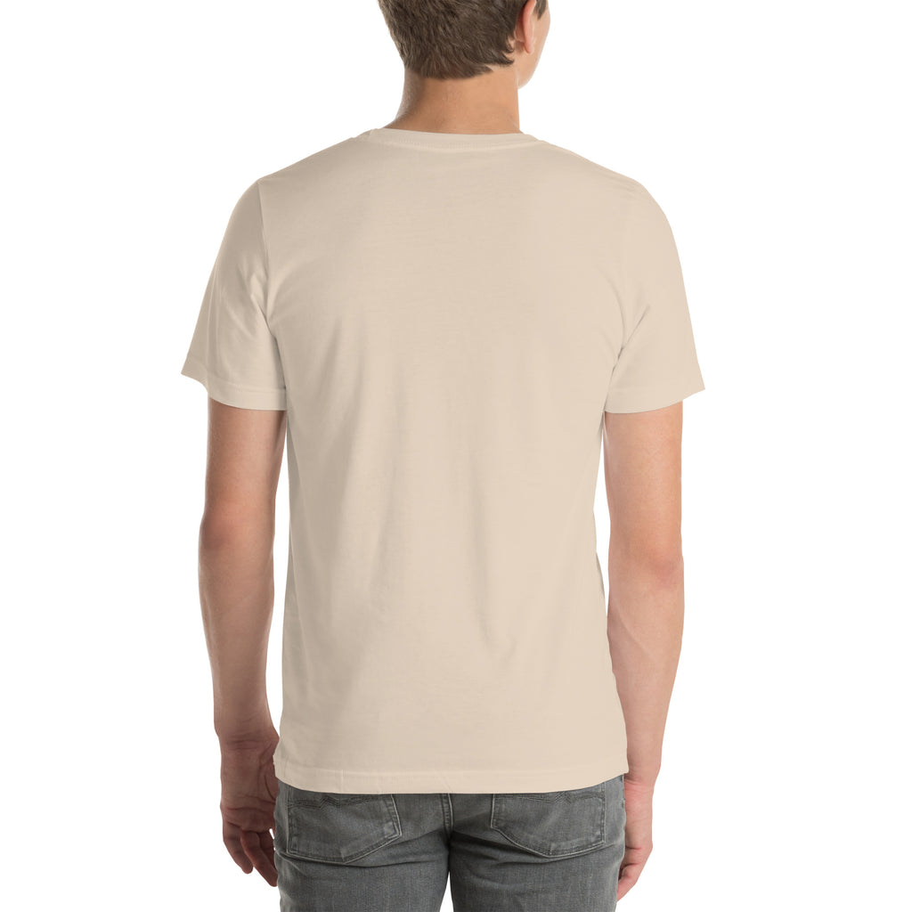 Woolly mammoth T-shirt in Soft Cream, back view — Deep Time Atlas Plate 007, PaleoThreads