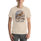Cave lion T-shirt in Soft Cream — Deep Time Atlas Plate 170, PaleoThreads