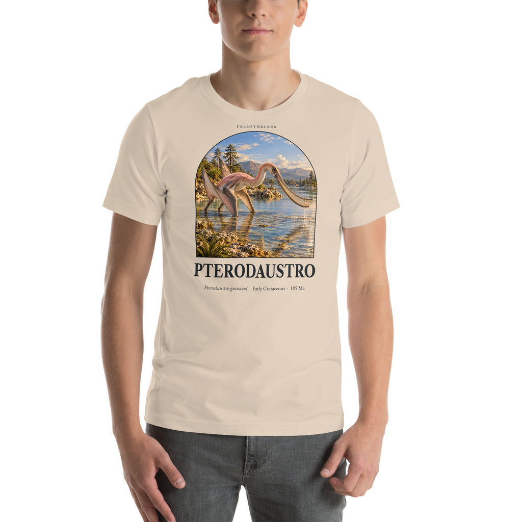 Pterodaustro T-shirt in Soft Cream — Deep Time Atlas Plate 105, PaleoThreads