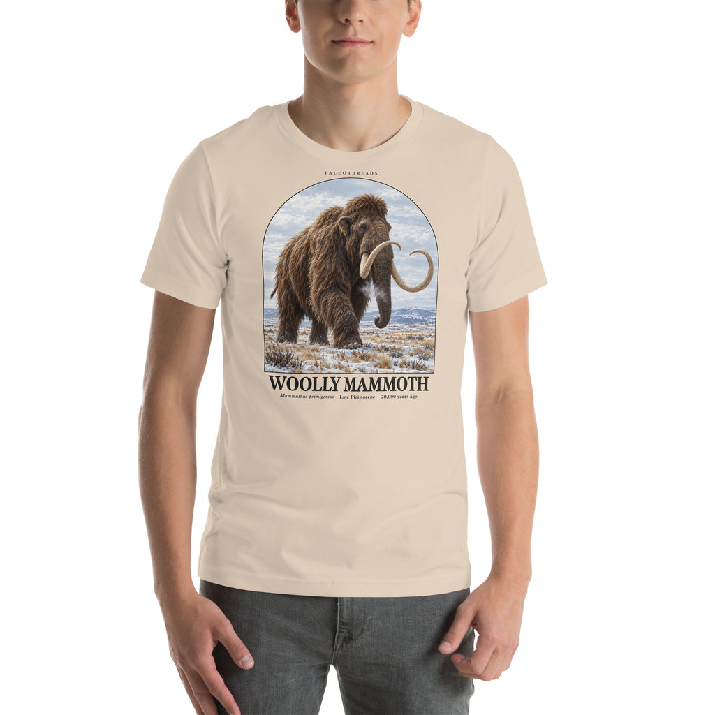 Woolly mammoth T-shirt in Soft Cream — Deep Time Atlas Plate 007, PaleoThreads