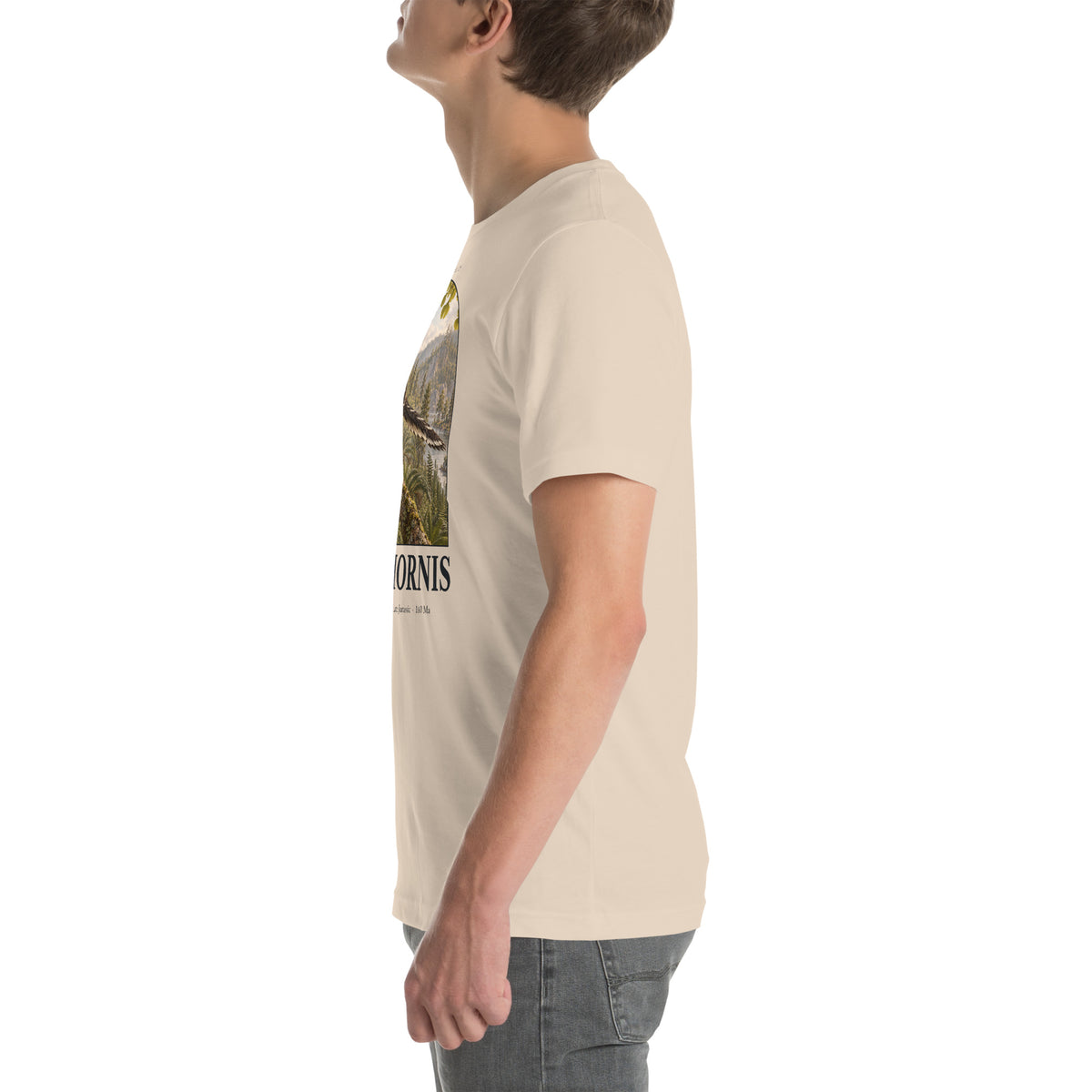 Anchiornis T-shirt in Soft Cream, left view — Deep Time Atlas Plate 041, PaleoThreads