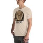Crinoid specimen T-shirt in Soft Cream, left front view — Deep Time Atlas Plate 179, PaleoThreads