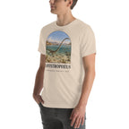 Tanystropheus T-shirt in Soft Cream, left front view — Deep Time Atlas Plate 120, PaleoThreads
