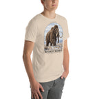 Woolly mammoth T-shirt in Soft Cream, right front view — Deep Time Atlas Plate 007, PaleoThreads