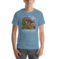 Scelidosaurus T-shirt in Steel Blue — Deep Time Atlas Plate 087, PaleoThreads