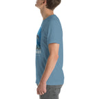 Plesiosaurus T-shirt in Steel Blue, left view — Deep Time Atlas Plate 108, PaleoThreads