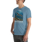 Nothosaurus T-shirt in Steel Blue, left front view — Deep Time Atlas Plate 114, PaleoThreads