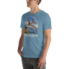 Pteranodon T-shirt in Steel Blue, left front view — Deep Time Atlas Plate 097, PaleoThreads