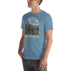 Dreadnoughtus T-shirt in Steel Blue, left front view — Deep Time Atlas Plate 055, PaleoThreads