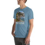 Irritator T-shirt in Steel Blue, left front view — Deep Time Atlas Plate 031, PaleoThreads