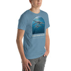 Dolichorhynchops T-shirt in Steel Blue, right front view — Deep Time Atlas Plate 121, PaleoThreads