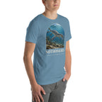 Nothosaurus T-shirt in Steel Blue, right front view — Deep Time Atlas Plate 114, PaleoThreads