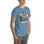 Pteranodon T-shirt in Steel Blue, right front view — Deep Time Atlas Plate 097, PaleoThreads