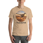 Velociraptor T-shirt in Tan — Deep Time Atlas Plate 005, PaleoThreads
