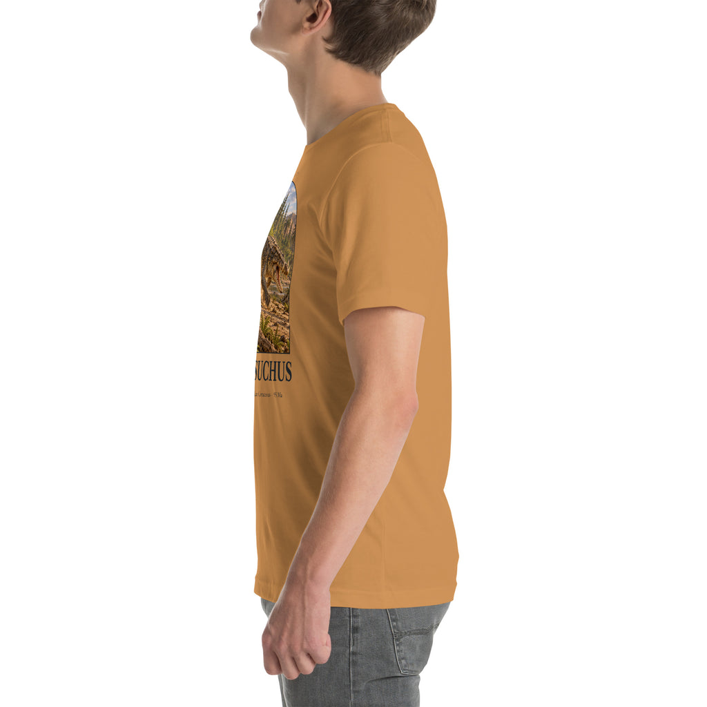 Kaprosuchus T-shirt in Toast, left view — Deep Time Atlas Plate 126, PaleoThreads