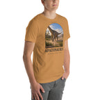 Apatosaurus T-shirt in Toast, right front view — Deep Time Atlas Plate 046, PaleoThreads
