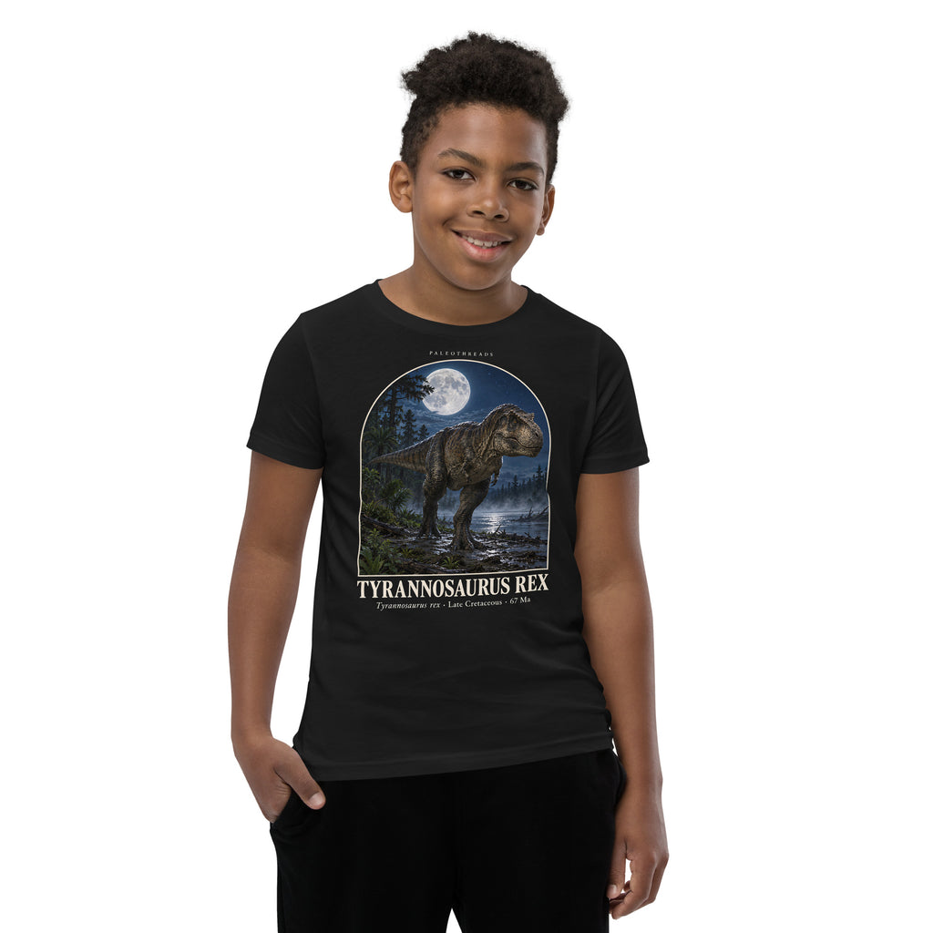 Tyrannosaurus rex kids T-shirt in Black — Deep Time Atlas Plate 001, PaleoThreads