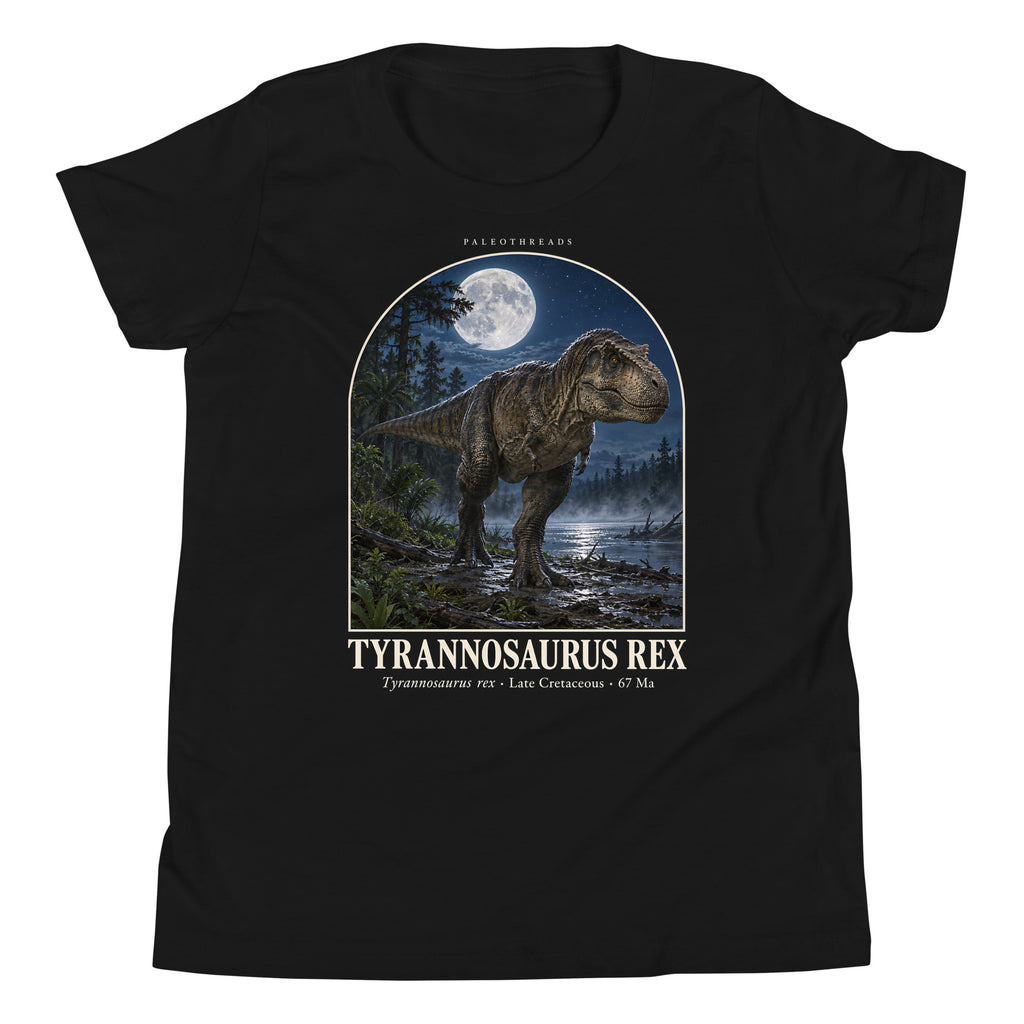 Tyrannosaurus rex kids T-shirt in Black — Deep Time Atlas Plate 001, PaleoThreads