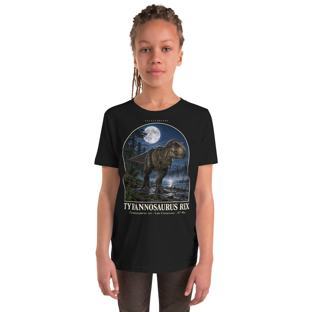 Tyrannosaurus rex kids T-shirt in Black — Deep Time Atlas Plate 001, PaleoThreads