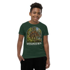 Stegosaurus kids T-shirt in Forest — Deep Time Atlas Plate 004, PaleoThreads