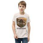 Spinosaurus kids T-shirt in Heather Dust — Deep Time Atlas Plate 002, PaleoThreads