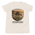 Spinosaurus kids T-shirt in Heather Dust — Deep Time Atlas Plate 002, PaleoThreads