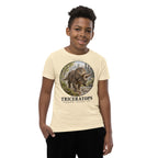 Triceratops kids T-shirt in Natural — Deep Time Atlas Plate 003, PaleoThreads